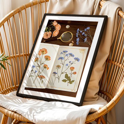 Vintage Botanical Journal Framed Wall Art Print