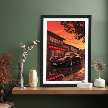 Porsche Street Reflections Wall Frame