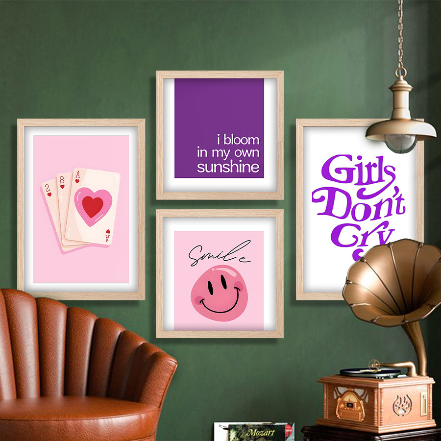 Pink Aesthetic Wall Art Set of 4