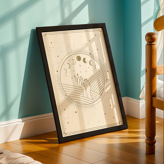 Celestial Moon Phase Hands Mystic Wall Art