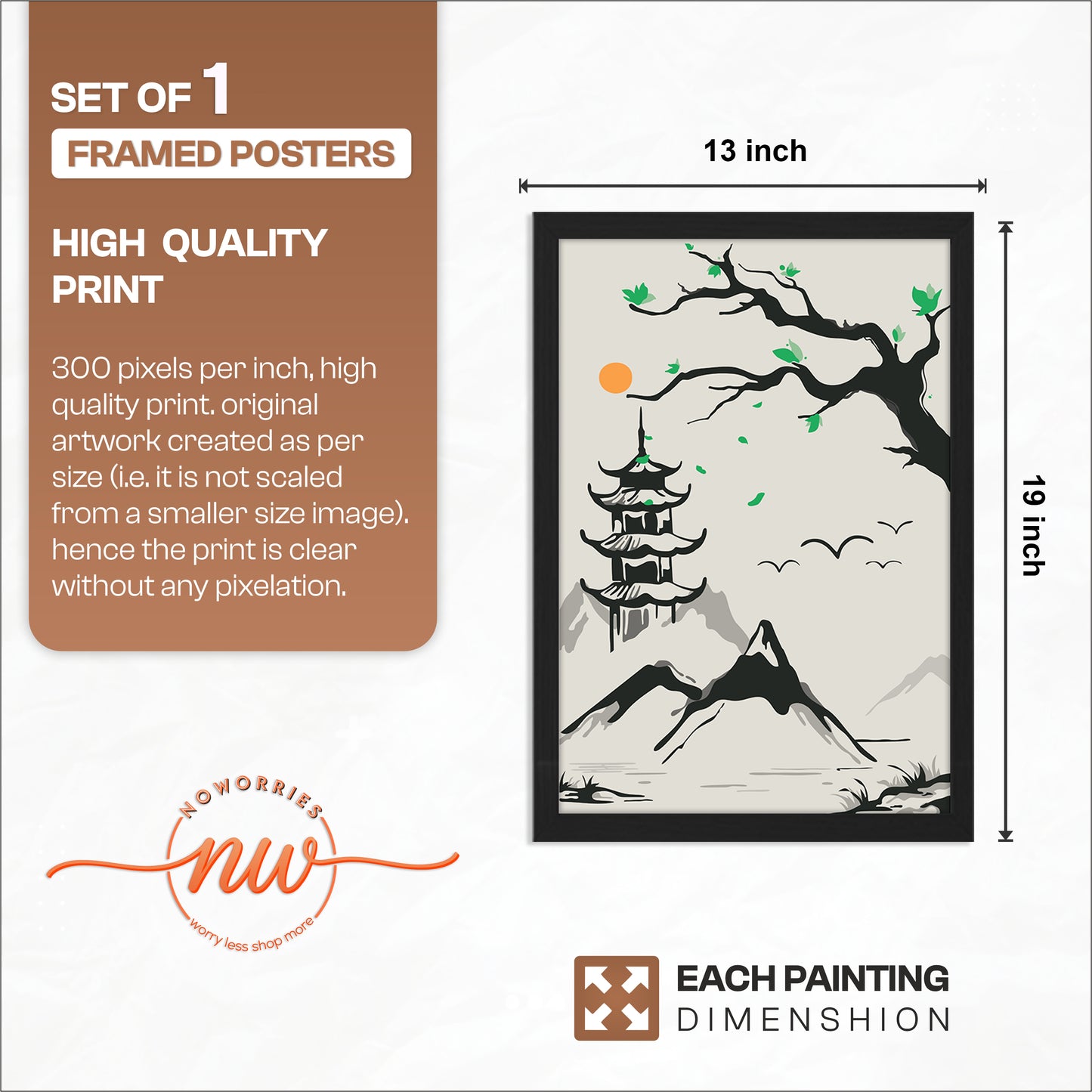 Pagoda Mountain Scene Wall Art
