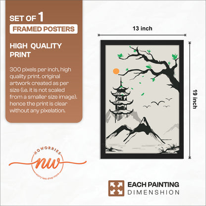 Pagoda Mountain Scene Wall Art