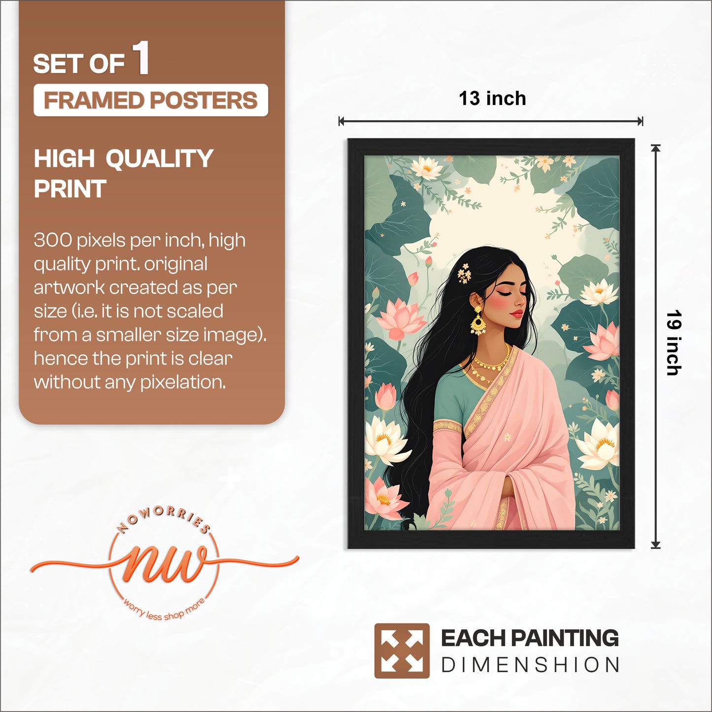 Floral Grace Lady Wall Frame