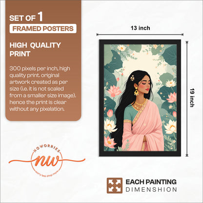 Floral Grace Lady Wall Frame