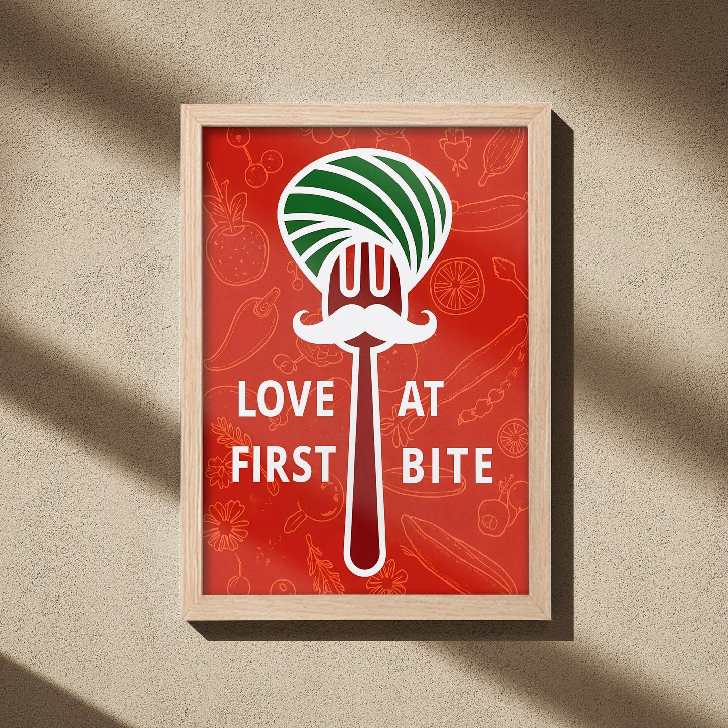 Love at First Bite (Red Background) Wall Frame