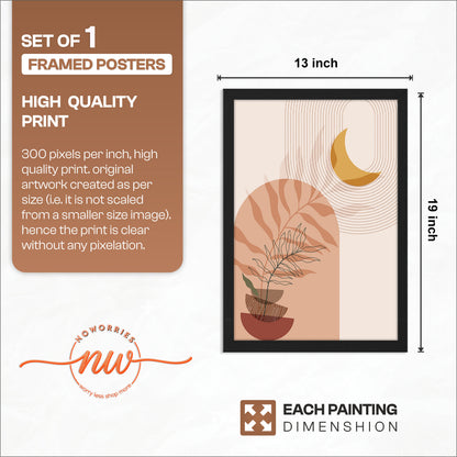 Celestial Botanical Abstract Wall Frame – Set of 1