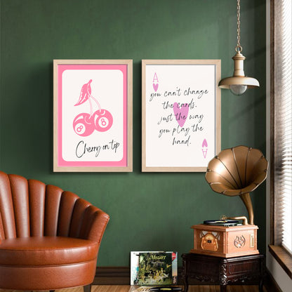 Cherry & Motivational Typography Print Set