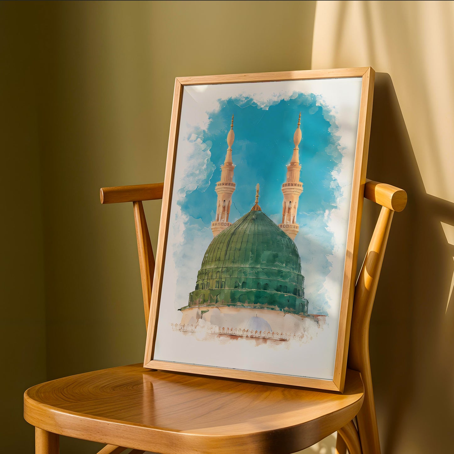 Masjid An-Nabawi Green Dome Islamic Wall Art