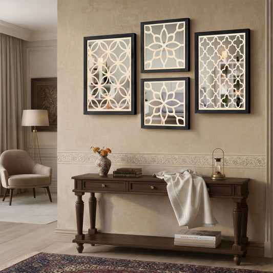 Lattice Mirror Art Set of 4