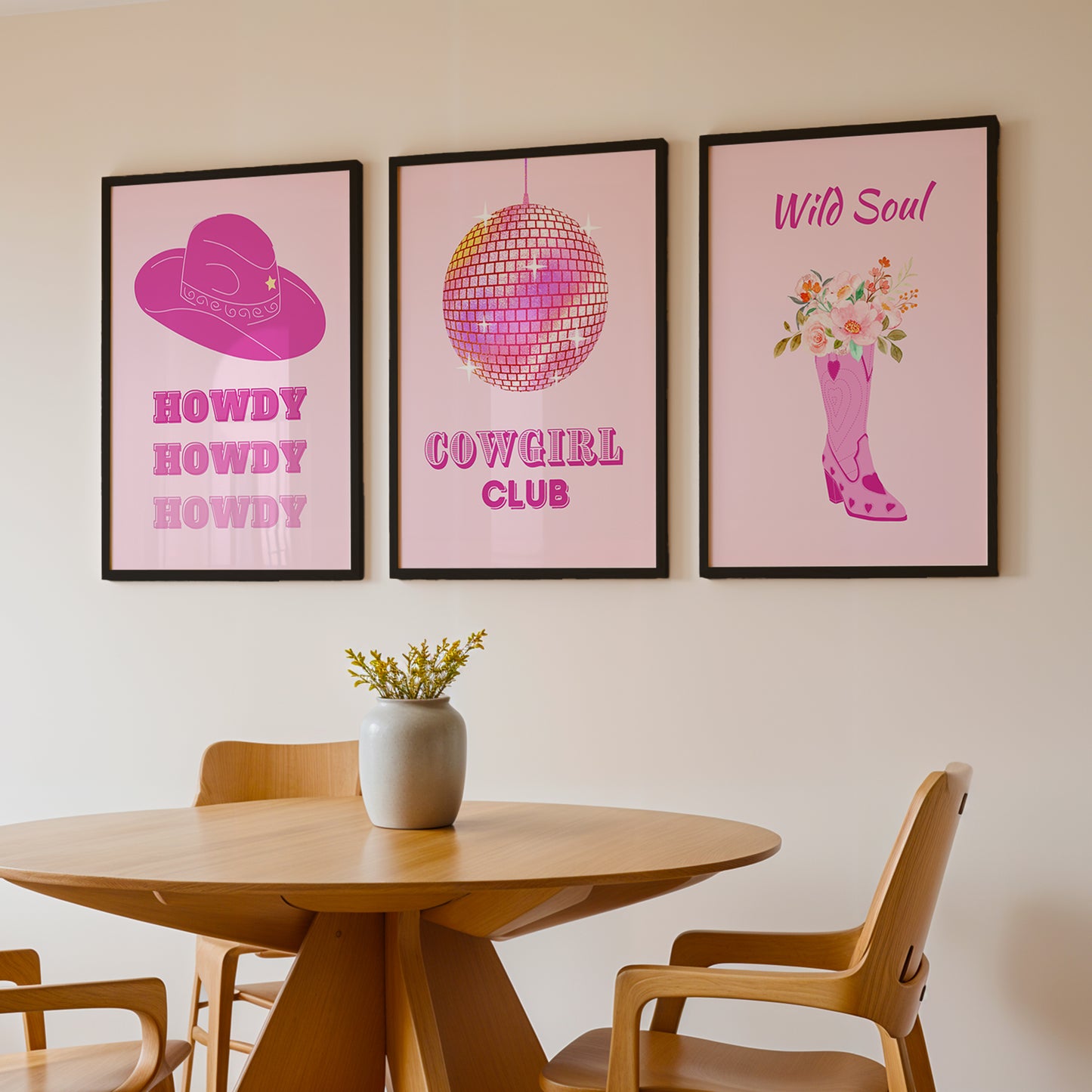 Cowgirl Club Pink Western Wall Art Set