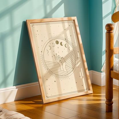 Celestial Moon Phase Hands Mystic Wall Art