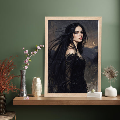 Mystic Dark Beauty Portrait Framed Wall Poster
