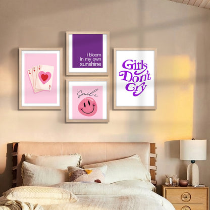 Pink Aesthetic Wall Art Set of 4