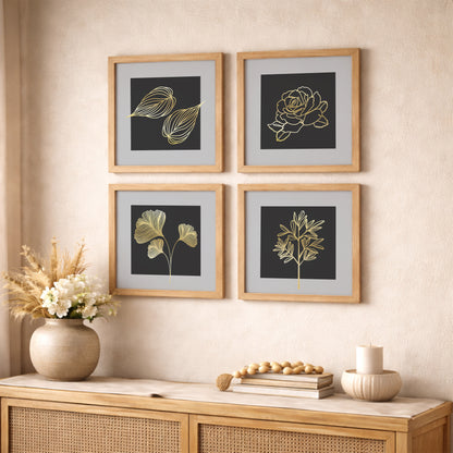 Golden Botanical Wall Frame Set of 4