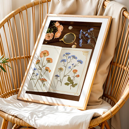 Vintage Botanical Journal Framed Wall Art Print