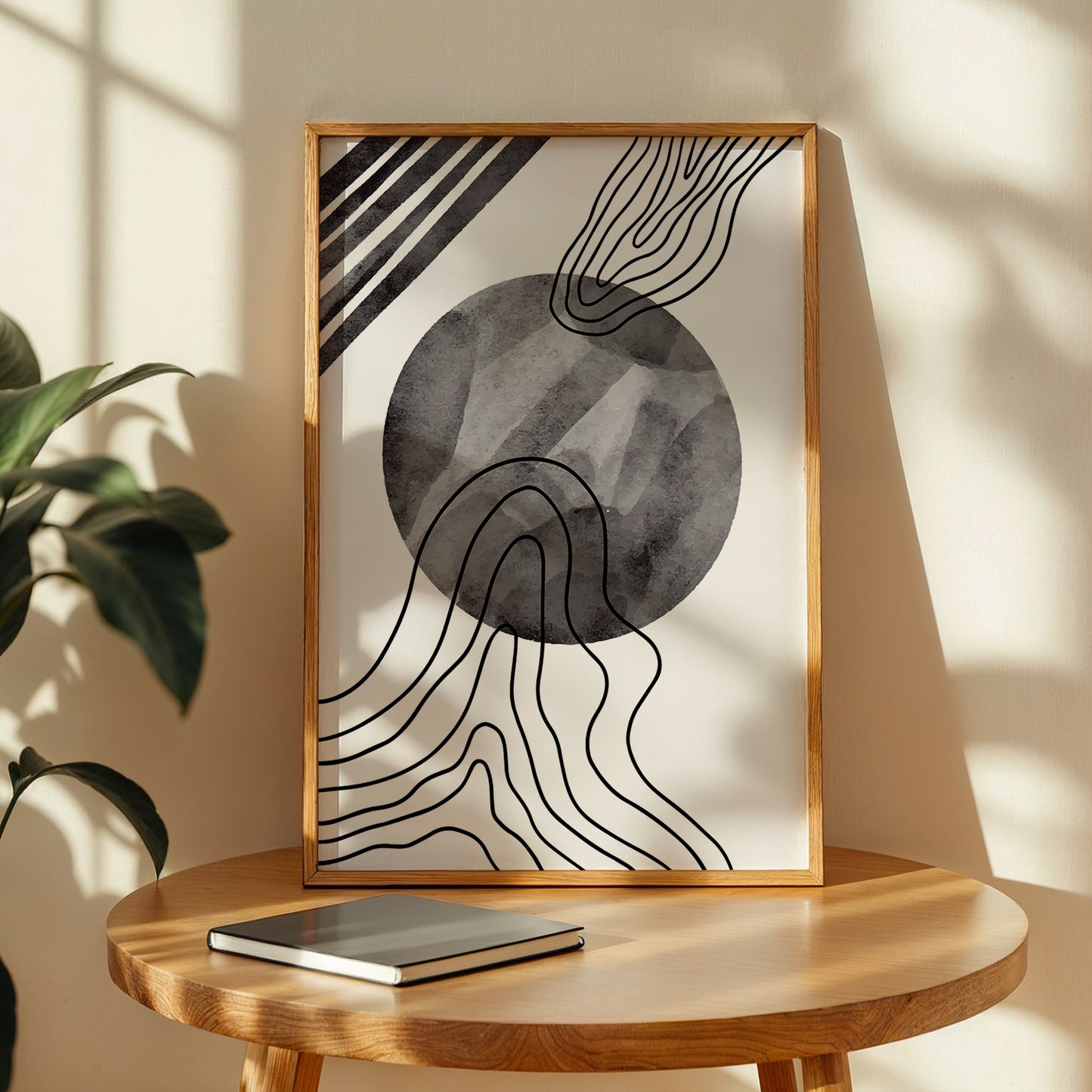Monochrome Abstract Flow Wall Art