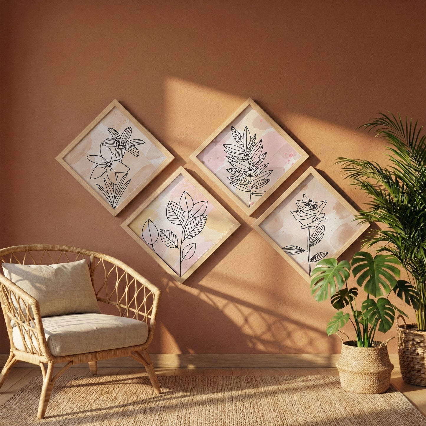 Pastel Floral Wall Frame Set of 4