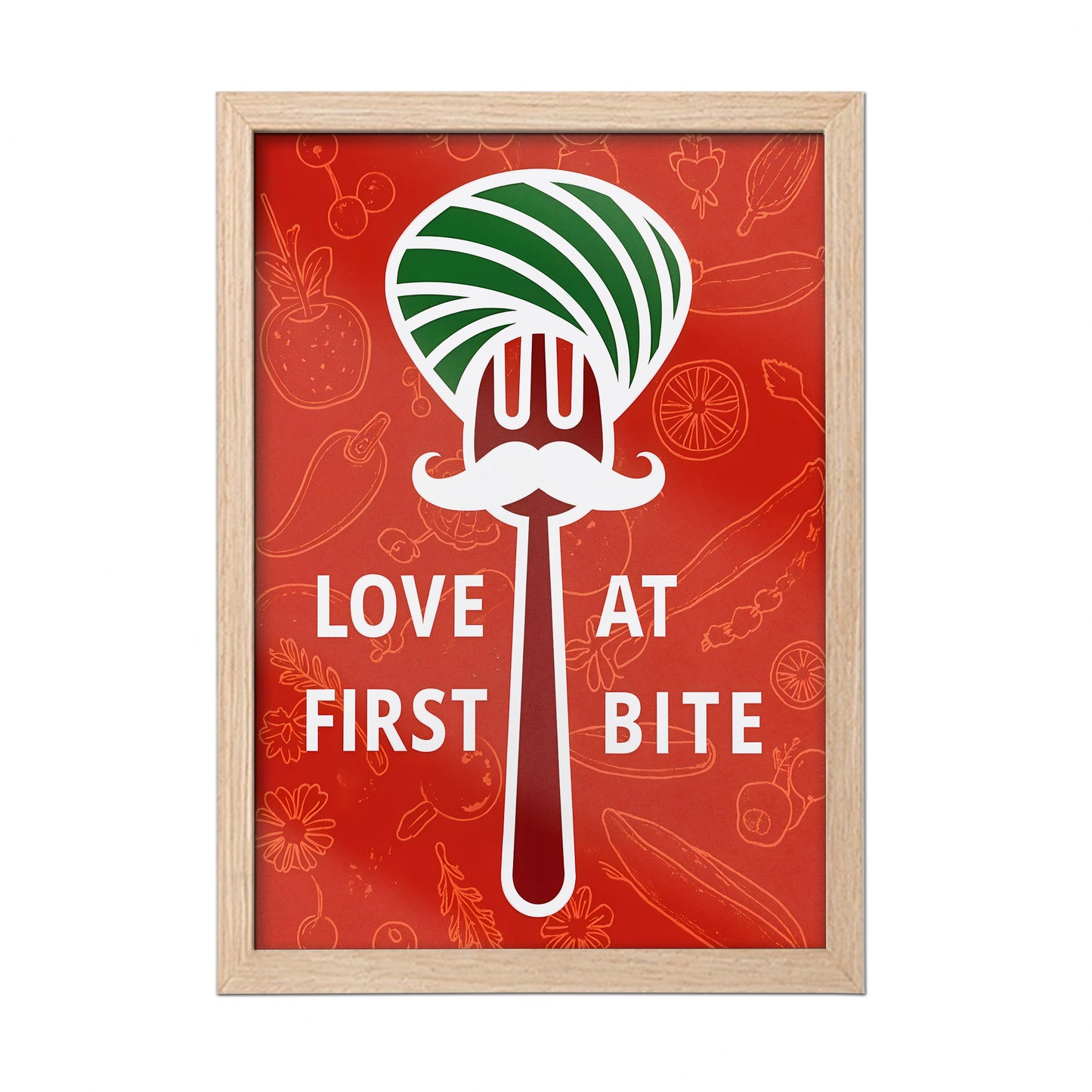 Love at First Bite (Red Background) Wall Frame