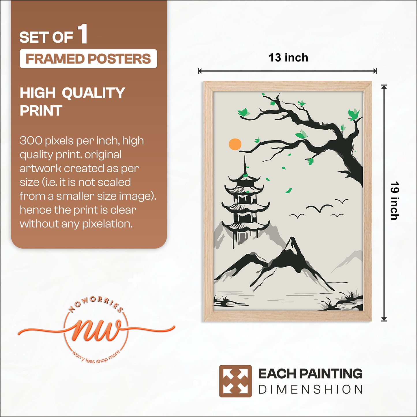 Pagoda Mountain Scene Wall Art