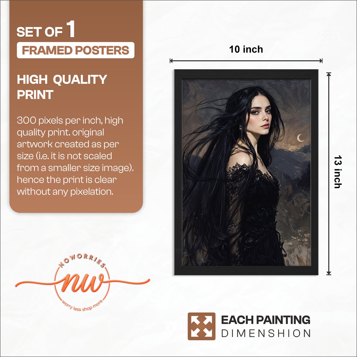 Mystic Dark Beauty Portrait Framed Wall Poster