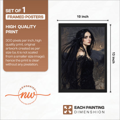 Mystic Dark Beauty Portrait Framed Wall Poster