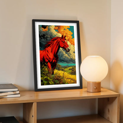 Fiery Red Stallion Wall Frame