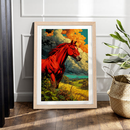 Fiery Red Stallion Wall Frame