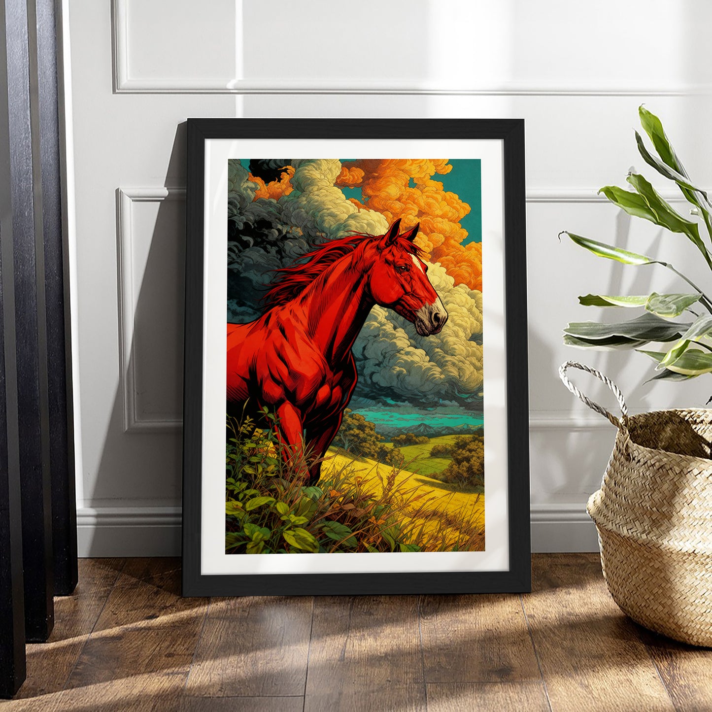 Fiery Red Stallion Wall Frame