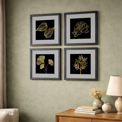 Golden Botanical Wall Frame Set of 4
