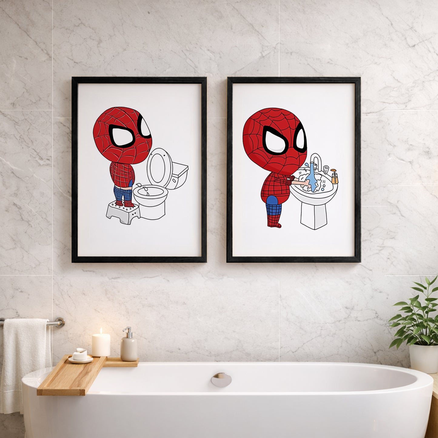 Spider-Man Bathroom Wall Frames Set of 2