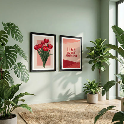 Live in the Moment Floral Wall Art Set of 2