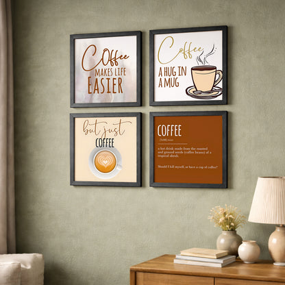 Minimalist Coffee Quotes Wall Art Set of 4