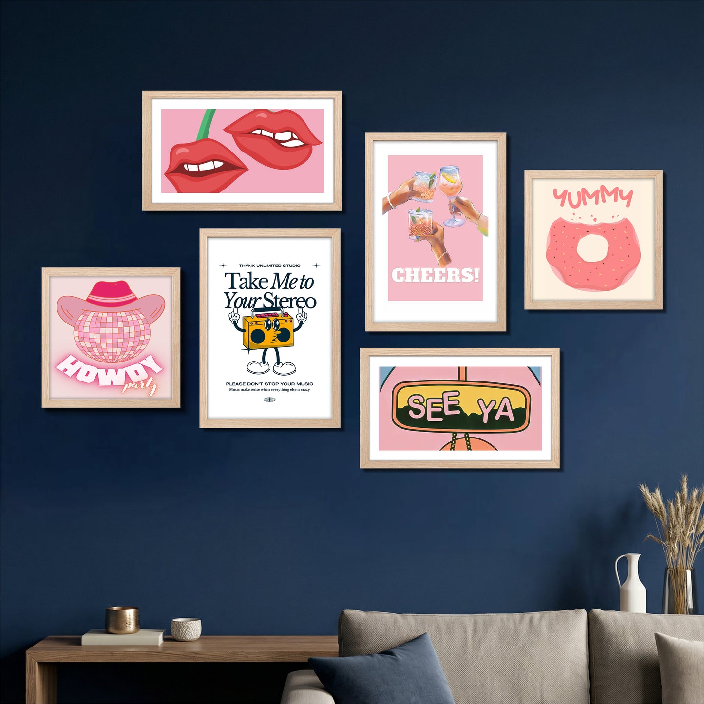Bubblegum Wall Art Set of 6