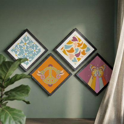 Retro Boho Wall Frames Set of 4