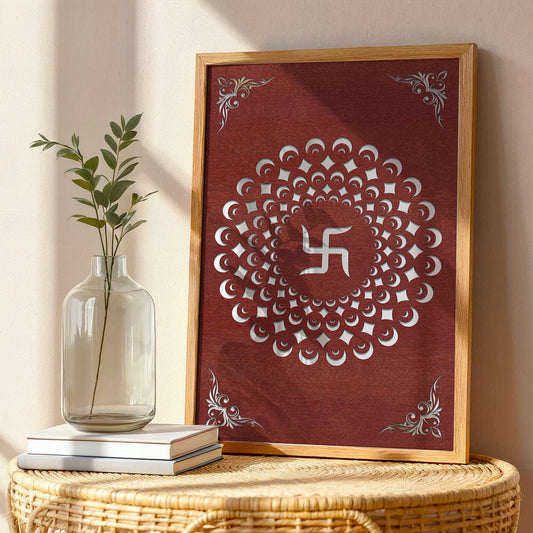 Swastik Mandala Framed Wall Art Set of 1