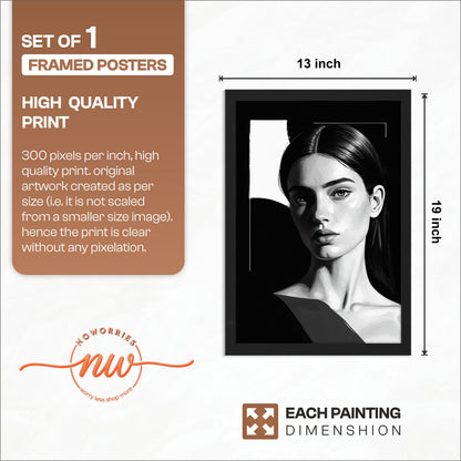 Monochrome Woman Portrait Framed Art Print