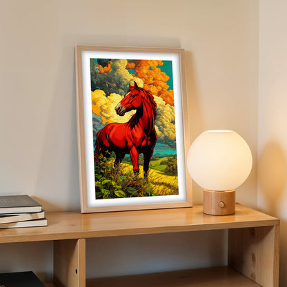 Crimson Horse in the Highlands Wall Frame