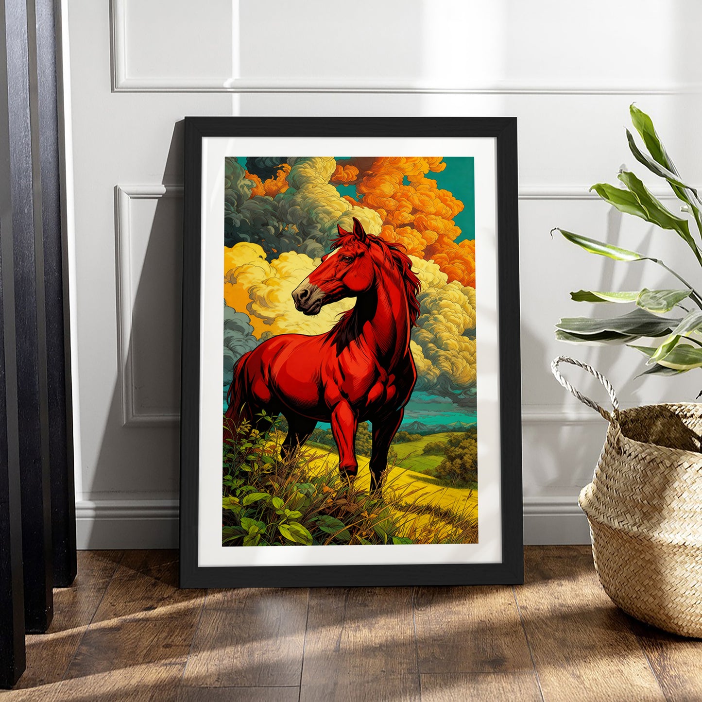 Crimson Horse in the Highlands Wall Frame