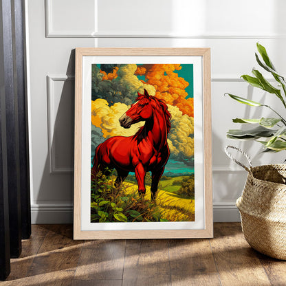 Crimson Horse in the Highlands Wall Frame