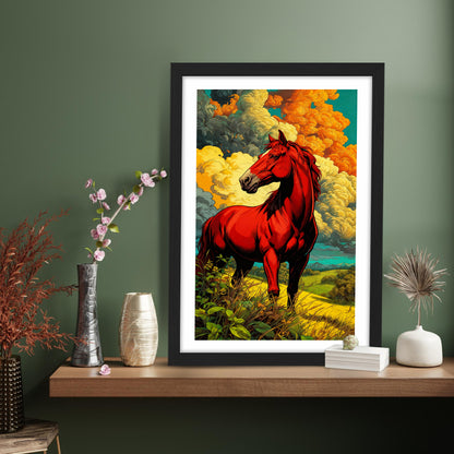 Crimson Horse in the Highlands Wall Frame