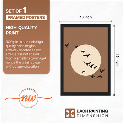 Moonlit Birds Minimalist Celestial Wall Art