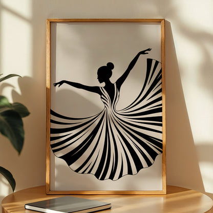 Elegant Ballet Silhouette Framed Wall Art Print