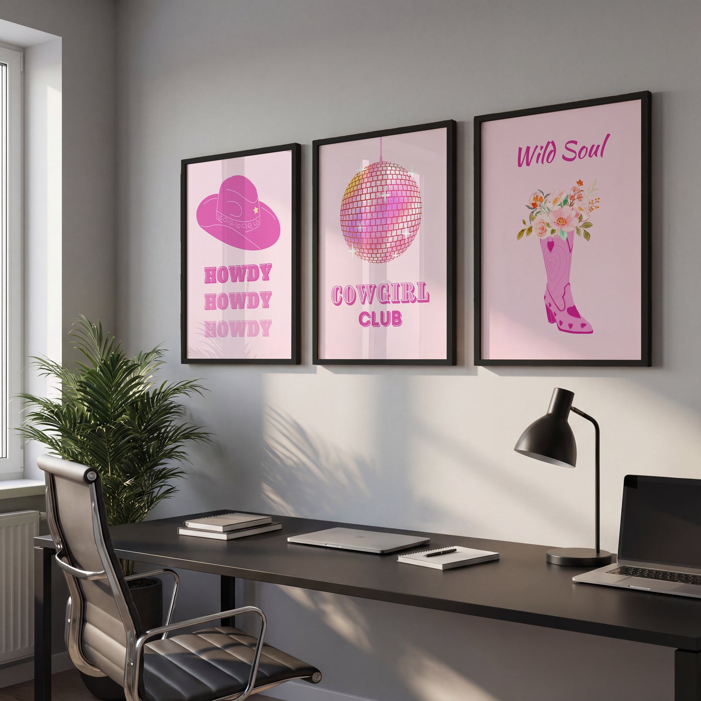 Cowgirl Club Pink Western Wall Art Set