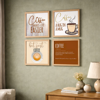 Minimalist Coffee Quotes Wall Art Set of 4