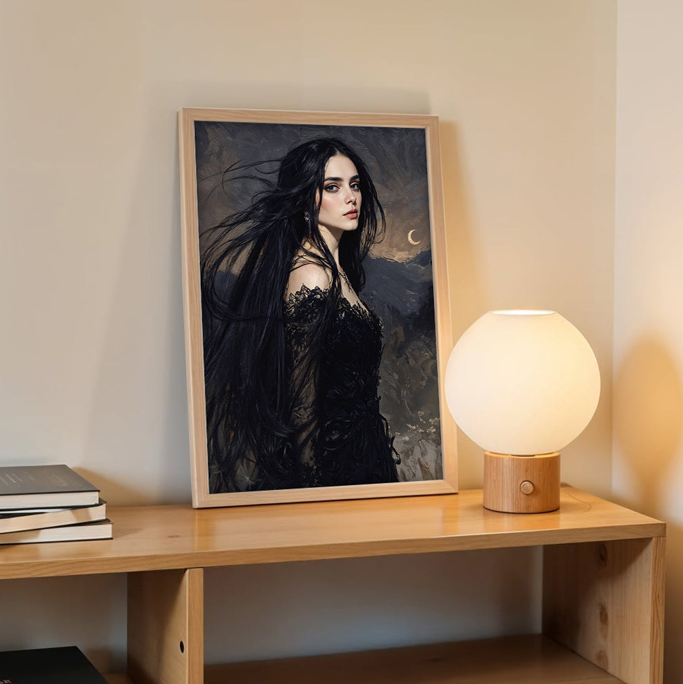 Mystic Dark Beauty Portrait Framed Wall Poster