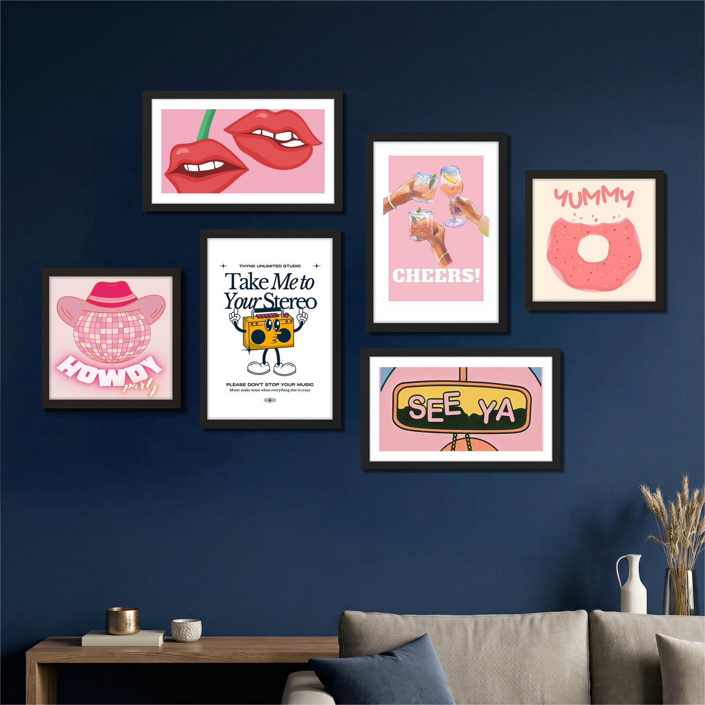 Bubblegum Wall Art Set of 6