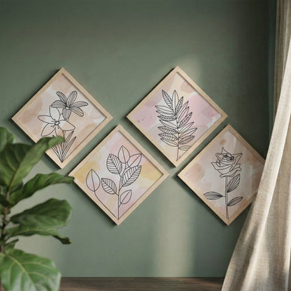 Pastel Floral Wall Frame Set of 4