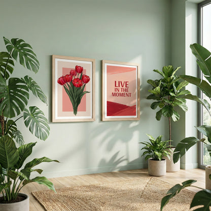 Live in the Moment Floral Wall Art Set of 2