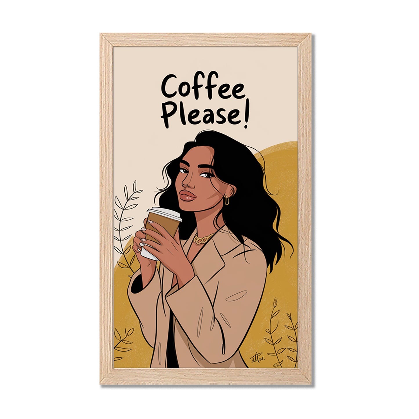 Modern Coffee Girl Illustration