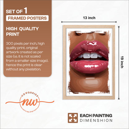 Glossy Lips Pop Art Framed Wall Decor